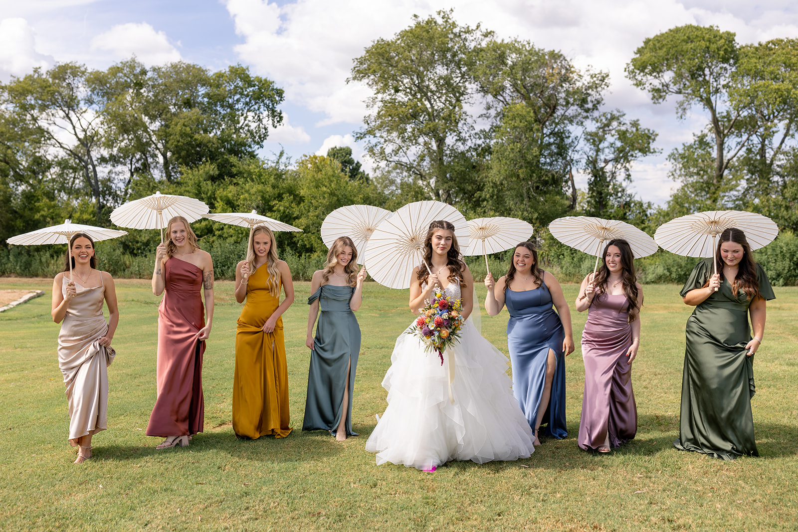 colorful bridesmaids at one Preston Events